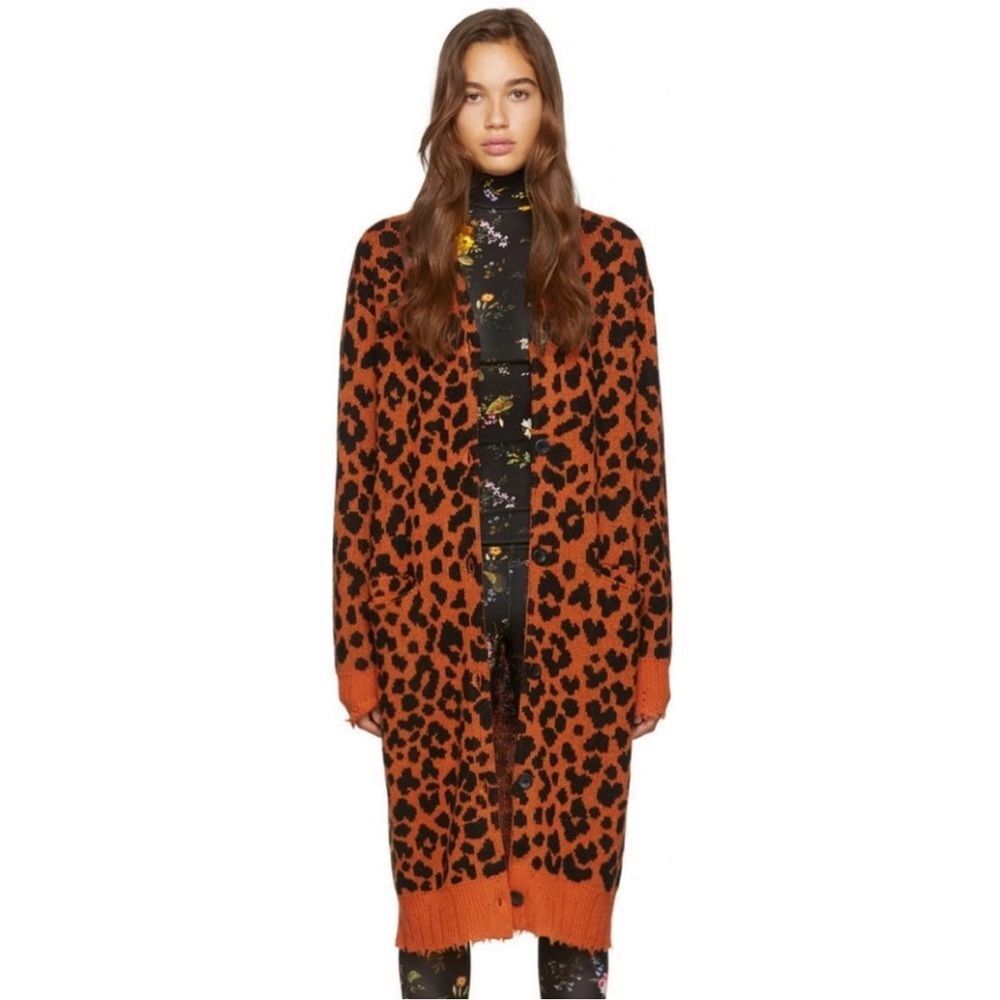 R13 Orange Leopard Print Sweater